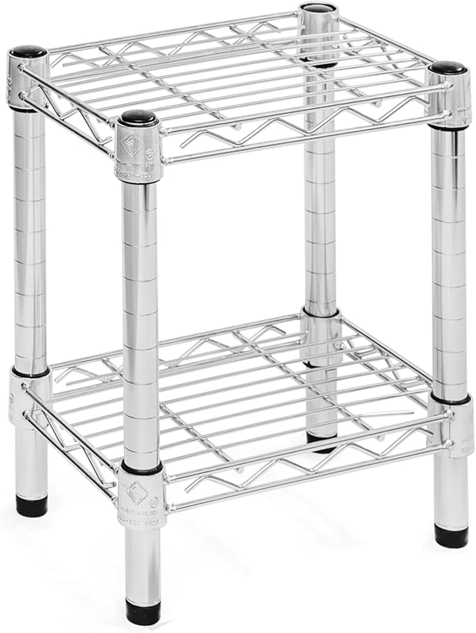 Shelving Inc. 8" d x 12" w Chrome Wire Shelving with 2 Tier Shelves, Weight Capacity 800lbs Per Shelf