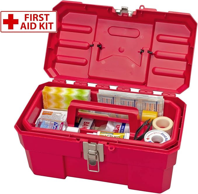 Akro-Mils 09514 ProBox Plastic Toolbox with Removable Tray for Tools,Hobby or Craft Storage,14-Inch x 8-Inch x 8-Inch,Red,(Pack of 6)
