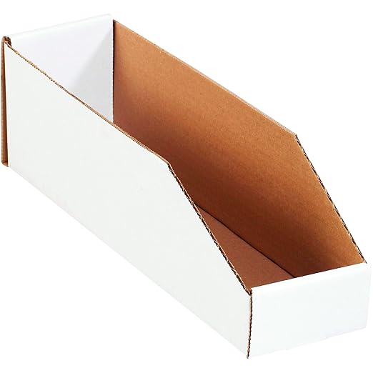 Box USA BBINMT415 Open Top Bin Boxes, 4" x 15" x 4 1/2", Oyster White (Pack of 50)