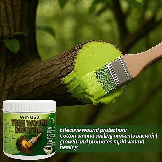 Tree Wound Sealer, 500g Tree Wound Dressing Grafting Wax with Brush, Rapid Protective Film Forming Pruning Sealant for Bonsai, Fruit Trees, Plant Repair, Grafting Paste Tree Paint Protection(17oz)
