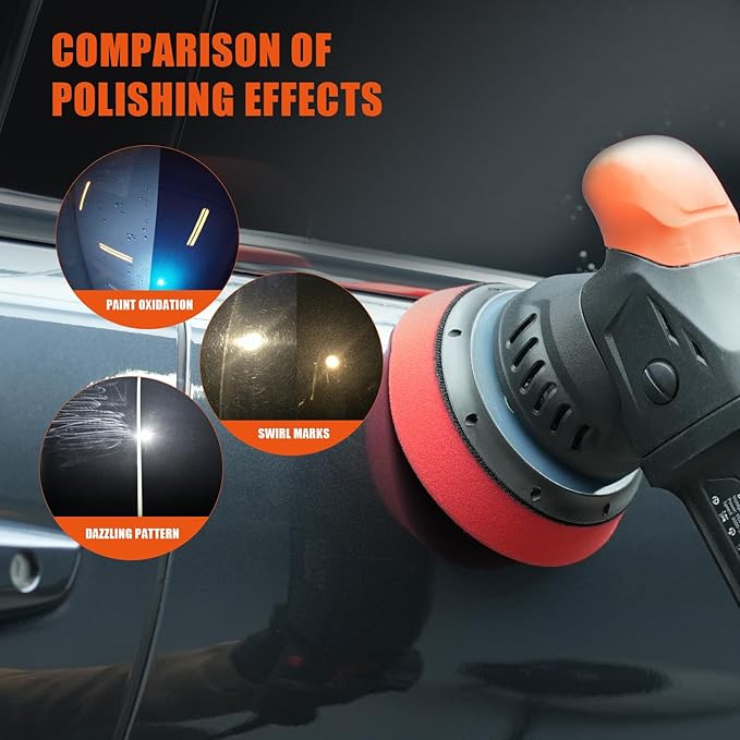 Buffing Polishing Pads, 5'' Orbital Buffer Pads Hook and Loop Buffing Pads, Foam Polish Pad 5 Grits From Coarse to Fine for 5 Inch DA Rotary polisher and Air Polisher Compounding, Polishing and Waxing