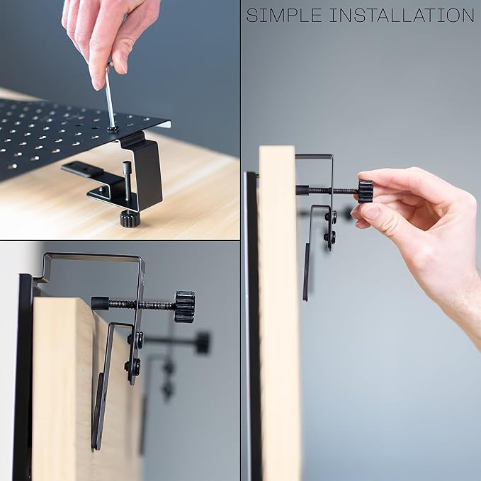 VIVO Steel Hanging Pegboard, 20 x 25 inch Magnetic Peg Board with Clamps Fitting up to 1.9 Inch Surfaces, Accessory Organizer, Black, PP-PB25H