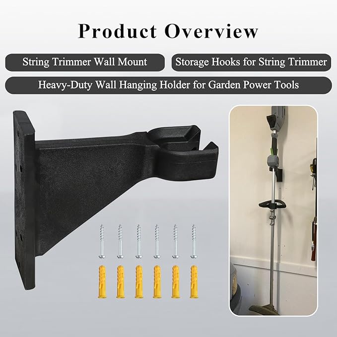Premium Heavy-Duty Wall Hanging Holder for Garden Power Tools, Garage Storage Organizer, Storage Hooks for Trimmer, Holds up to 300lbs, Fits EGO 56V Trimmer and Edger, Ego Power/Edger(1Pcs/6-Hole)
