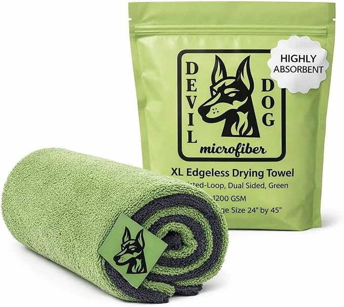 24"X45" Truck Car Drying Towel – 1200 GSM Double Twisted Loop Microfiber Cloth, Ultra Absorbent, Streak-Free, Lint-Free, Scratch-Free, Edgeless Quick Drying Towel