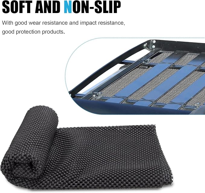 Car Roof Rack Pads, Automotive Cargo Bag Protective Mat, 47" x 39" Cuttable PVC Car Anti-slip Mat, Universal Roof Rack Accessories, for Most Vehicles (Black)
