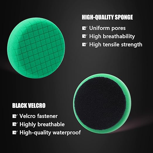 Green T120 Heavy-Cut Polishing Foam Pad, SPTA 1Pc 3.5 Inch Face for 3 Inch 80mm Backing Plate Compound Buffing Sponge Pads for Car Buffer Polisher Compounding, Polishing and Waxing -FPTSS3G