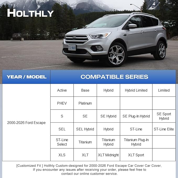 10 Layers SUV Car Cover Custom Fit for Ford Escape (2000-2026), Waterproof All Weather for Automobiles, Outdoor Full Cover Sun Dust Rain Protection with Cotton. Silver
