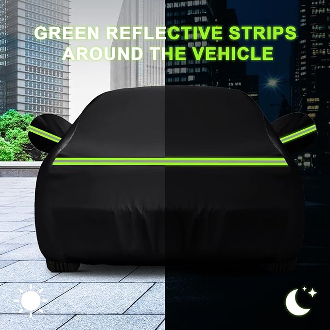 QUNSUNUS Waterproof Car Cover for Chevrolet Bel Air/150/210 1950-1957 Sedan/Coupe/Hardtop, All Weather Outdoor Car Covers with Zipper, Straps and Elastic Edge