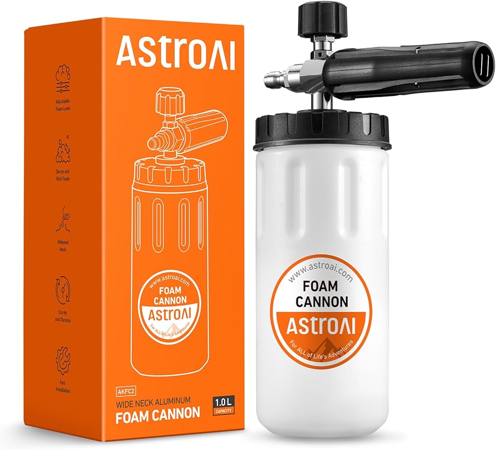 AstroAI Foam Cannon for Pressure Washer, Car Wash Foam, Wide Neck Foam Sprayer with 1/4" Quick Connector Plug, Pressure Washer Accessories, 1 Liter