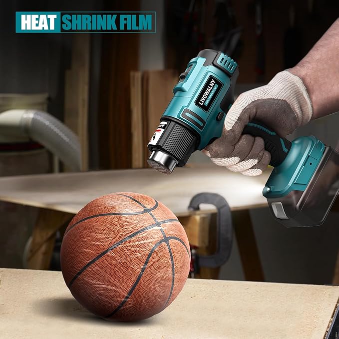 LIVOWALNY Cordless Heat Gun Compatible with Makita 18V Battery: LCD Digital Display - 350W 122℉-1022℉ Adjustable Portable Battery Powered Hot Air Gun for Shrink Tubing Crafts Vinyl Wrap (No Battery)