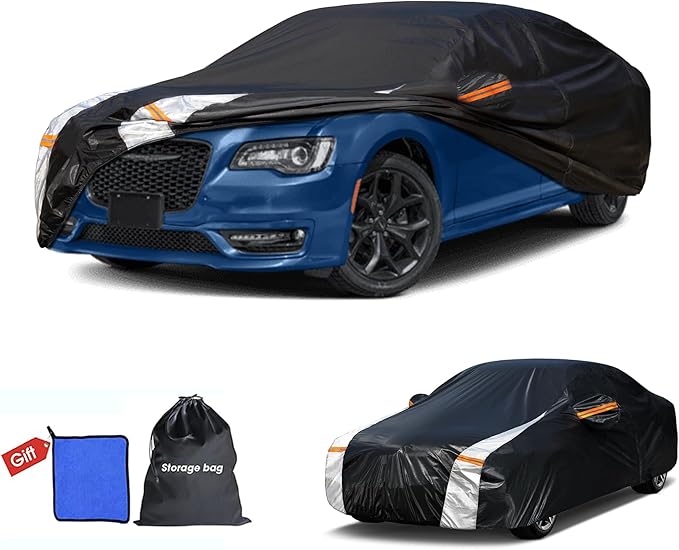 Car Cover Waterproof All Weather, Full Exterior Sedan Cover Universal Fit Chevrolet Impala, Chrysler 300 Series,Mercedes-Benz S-Class, BMW 7 Series, Porsche Panamera etc, See Chart(Length 204"-208").