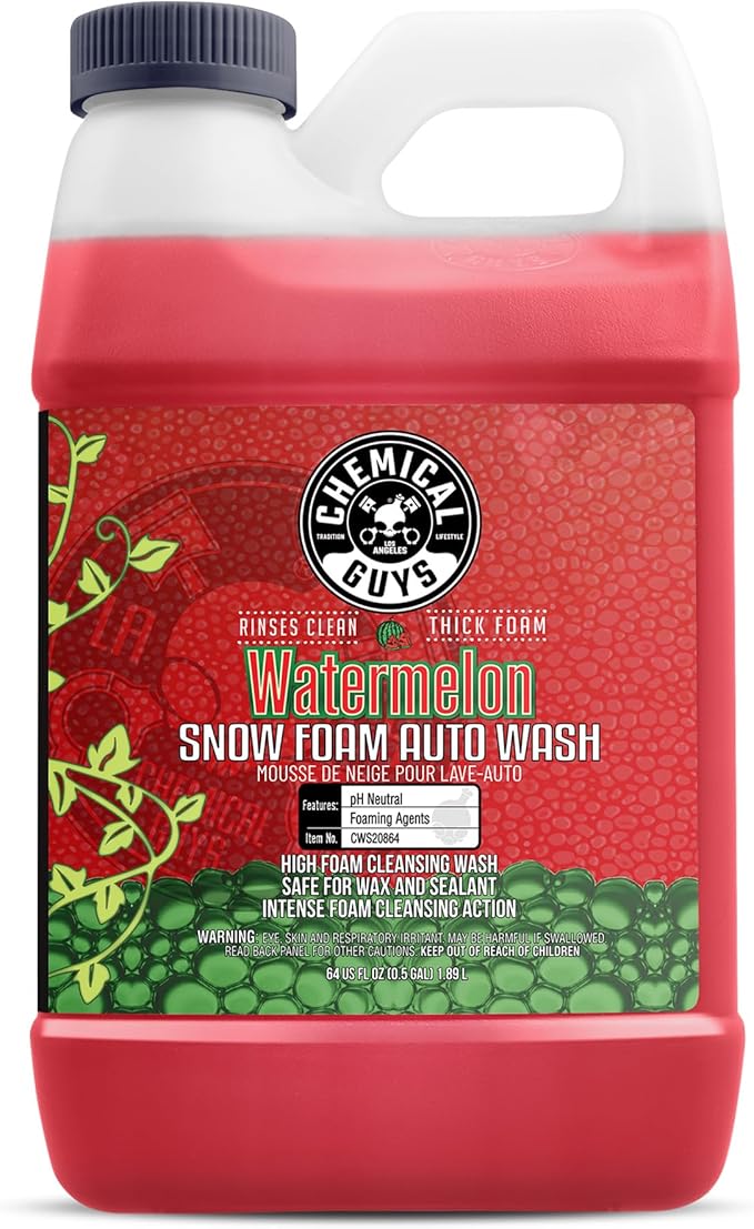 Chemical Guys CWS20864 Watermelon Snow Foam Car Wash Soap (Works with Foam Cannons or Bucket Washes) For Cars, Trucks, Motorcycles, RVs & More, 64 fl oz (Half Gallon) Watermelon Scent