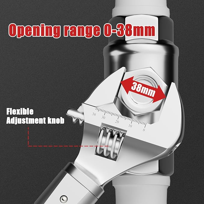 VANPO Adjustable Digital Torque Wrench, 7.4-147.5Ft.lb/10-200Nm, ±2% Accuracy, HVAC Torque Wrench Interchangeable 38mm Jaw & 1/2" Ratchet, Buzzer, Vibration and LED Alert for Split AC, Car