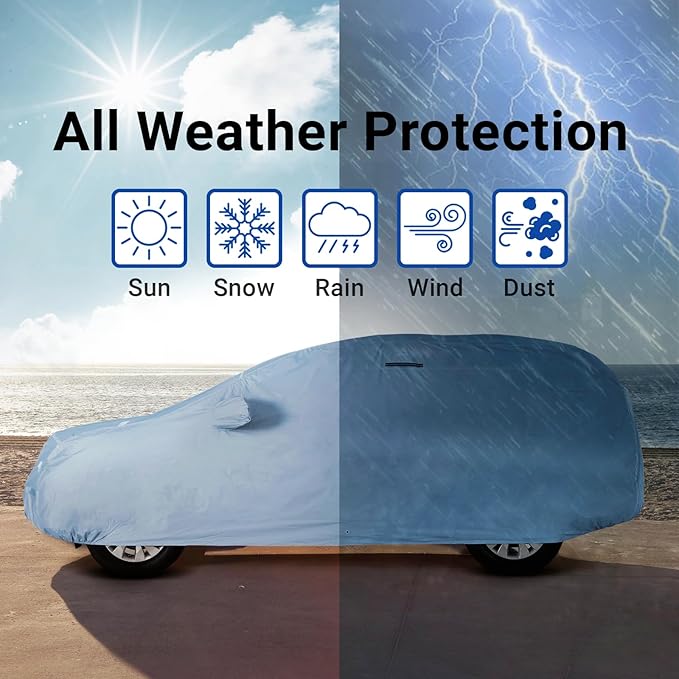 iCarCover Premium SUV Cover for 2024-2026 Mazda CX-70 Heavy Duty Waterproof All Weather Automobiles Custom Fit Full Exterior UV Snow Rain Protection Covers (Stripe - Gray/Black)