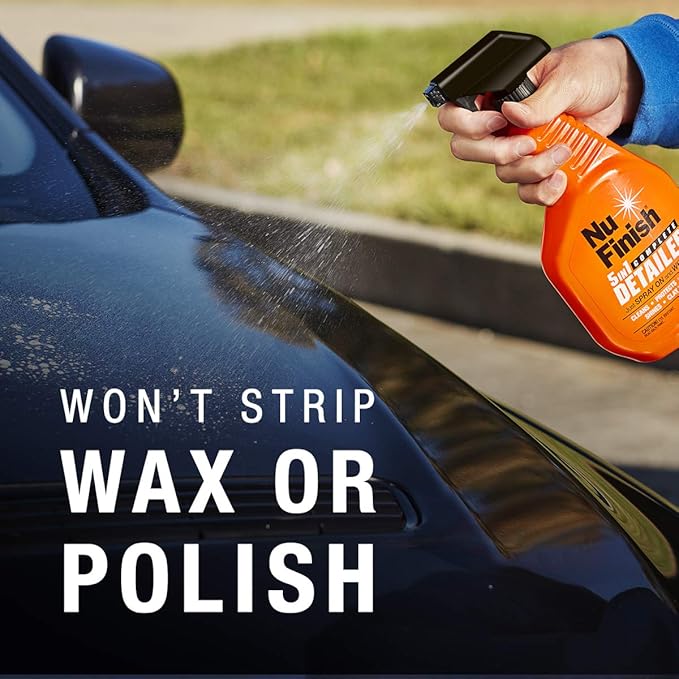 5-in-1 Complete Detailer Spray with Towel by Nu Finish, Preserves and Protects Car Detailing, Includes 1 Microfiber Towel, 22 Oz Spray