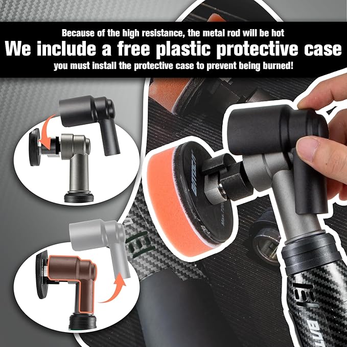 BATOCA S6 Mini Cordless Polisher for Car Detailing, 2x2.0Ah Batteries, 0mm Rotary Buffer & 12mm Dual Action Polisher 1-3 Inch, 2 Different Speeds Heads Systems, 4.2k-21k, 1-5k RPM Carbon Style
