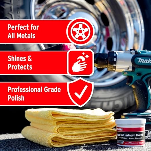 Mothers Mag & Aluminum Polish, 5 oz. — Brilliant Shine, Easy to Use, For All Uncoated & Unplated Metals Including Aluminum Wheels, Stainless Steel Trim and Exhaust Tips, Brass & More (05100)