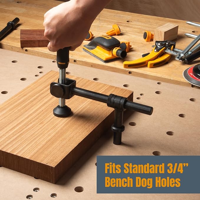 POWERTEC Multi-Functional Project Table with Wheels | Workbench with 3/4" Bench Dog Hole Pattern for Sanding, Cutting, and Woodworking Projects (MT4012)