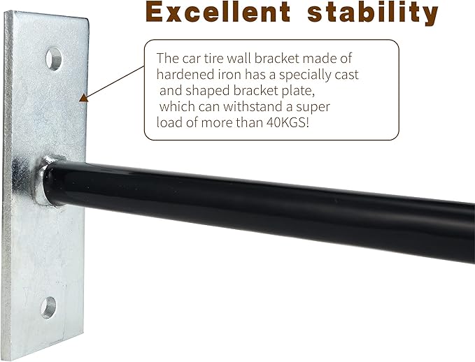 Sinoer 10-Inch Heavy Duty Steel Tire Rack Wall Mount (4-Pack) – Anti-Slip Garage Tires Hooks for Tire, Wheel, Ladder, Bike & Tool Storage – Garage Organization Hanger with Screws & Anchors, Black