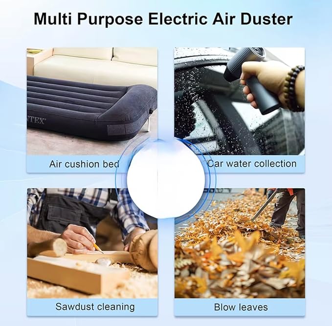 X7 Violent Turbo Fan, Electric Air Duster, 90,000RPM, 40mm High Speed Brushless Motor, Billet Aluminum Case, 500g Wind Pressure, 2.5hr Charge Time, 11.1vdc, 3x21700 li-ion cells, Blue-Gre
