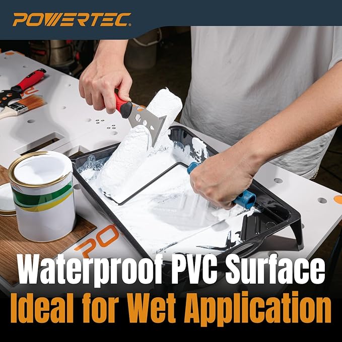 POWERTEC Arachni-Flex 24" x 48" Waterproof PVC Foldable Workbench Tabletop – Portable Work Surface for Wet and Dry Applications with Quick-Insert Locks (72188)