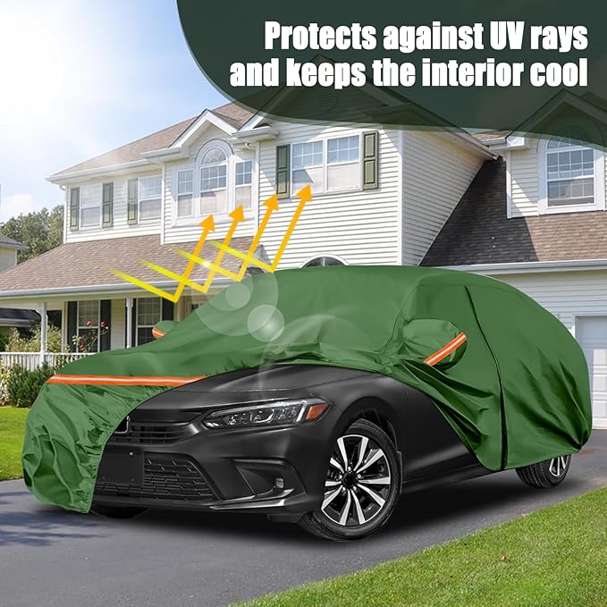 Waterproof Car Covers Replace for 2007-2025 Honda Accord, Multilayer Heavy Duty with Cotton Liner All Weather Custom-fit Car Cover with Zipper Door, Windproof Bands for Snow Rain Dust Protection