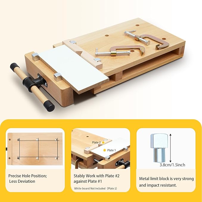 Portable Workbench Hard Woodworking Vise for Workbench, Desktop Work Table Work Bench with G-Type Fixing Clips and Limit Blocks, for Home, Woodworking Studios, Fixed for Processing Wood