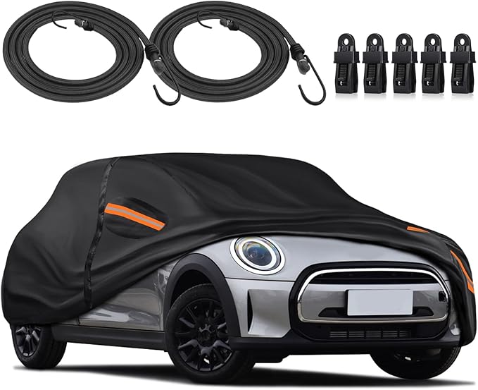 KEYOOG Car Cover Waterproof All Weather Fit for 2011-2024 Mi-ni Cooper Clubman/Countryman, 600D Oxford Cloth Heavy Duty, Sun Hail Protector Seal Skin Outdoor Car Covers with Door Zipper/Cotton Lining