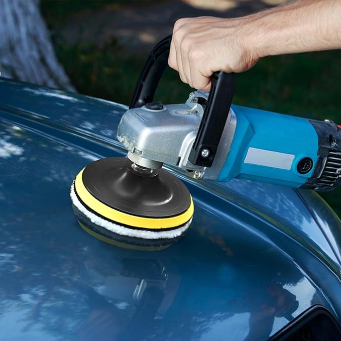 7 Pcs 5 Inch (125 mm) Wool Polishing Buffing Pad Car Polisher Buffer Drill Attachment with M14 Drill Adapter