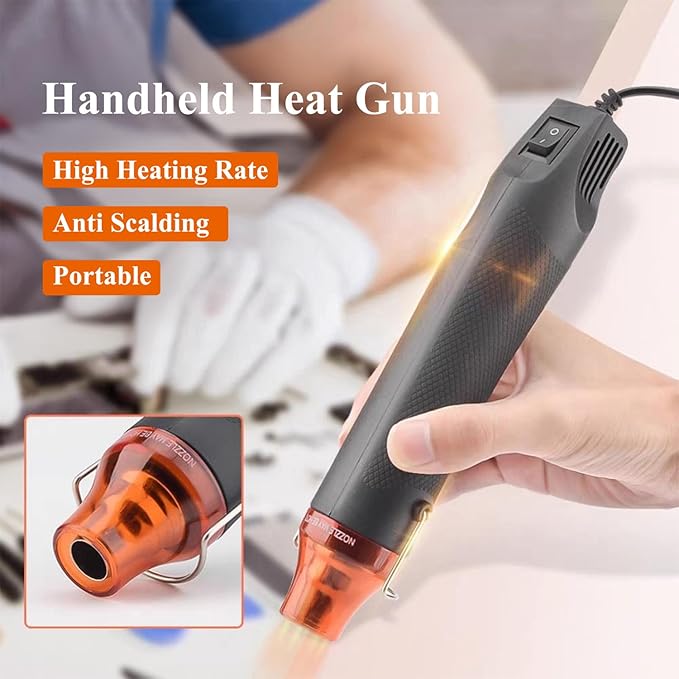 Mini Heat Gun 300W Portable Handheld Heat Gun Dual-Temperature Hot Air Gun for Removing Epoxy Cup Painting Resin Air Bubbles, Drying Crafts & Shrink Wrap Paint