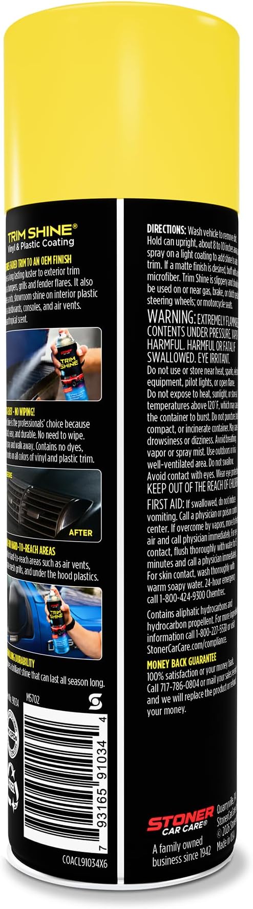 Stoner Car Care 91034-3PK Trim Shine – Black Trim and Plastic Restorer for Cars – Vinyl and Plastic Trim Protectant Coating for Interior and Exterior Use – Fast-Drying No Sling – 12 oz (Pack of 3)