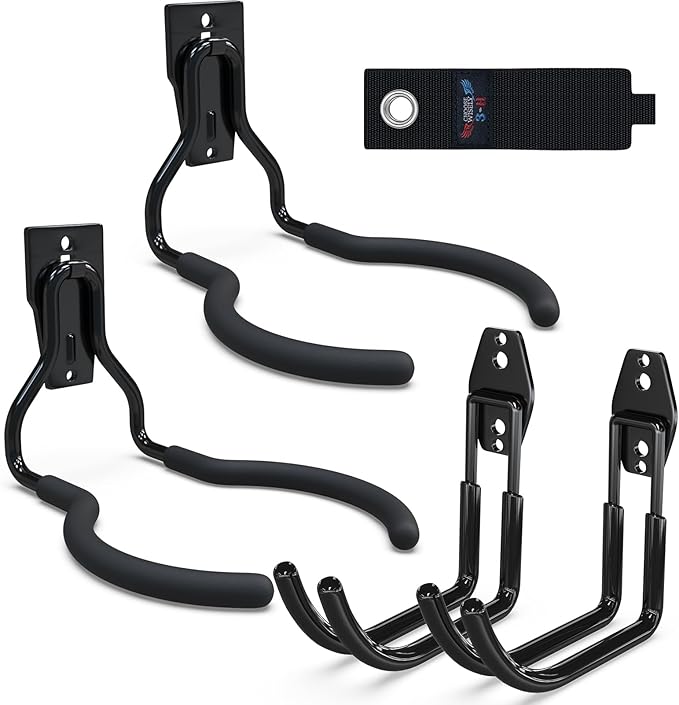 3-H Weed Eater Hanger 2 Pack,2 Large Garage Wall Hooks,1 Extension Strap,Utility Weedeater Rack,Tool Hangers for Organizing and Hanging Weed Wacker,Leaf Blower,String Trimmer,Power Tool in Garden