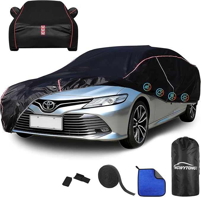 Car Cover for Toyota Camry 1996-2025,All-Around Fastening 60s Quick-Install, 4 Upgrades for Car Cover Waterproof All Weather