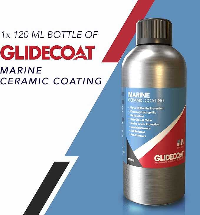 Glidecoat Marine Ceramic Coating (120ml)-Nano Ceramic Coating for Boats, Cars-Better Than Car Wax Polish and More Durable than Regular Ceramic Coating for Cars - Extremely Durable Coating (120mL)