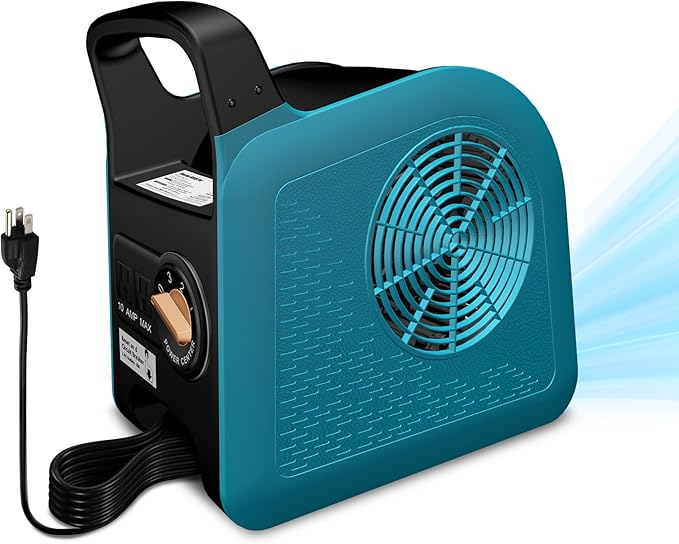 High Velocity Floor Drying Fan for Cooling, 355 CFM Air Mover Blower Fan for Job Site and Home, 3 Speeds Portable Industrial Fans for Garage, Shop, Patios, Attic, Blue