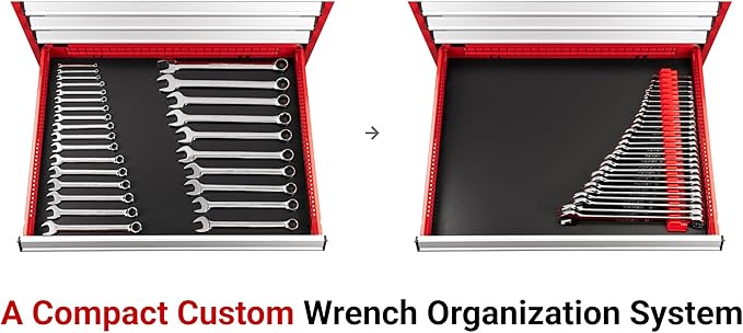 TEKTON Stubby Combination Wrench Set with Modular Organizers, 25-Piece (1/4-3/4 in., 6-19 mm) | WCB95403