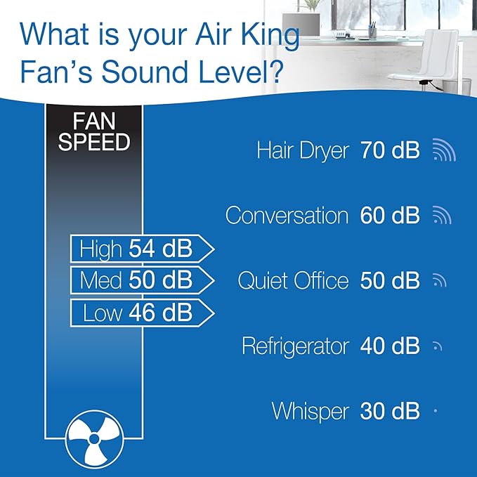 Air King 9530 9-Inch 3-Speed High Performance Pivot Fan, gray