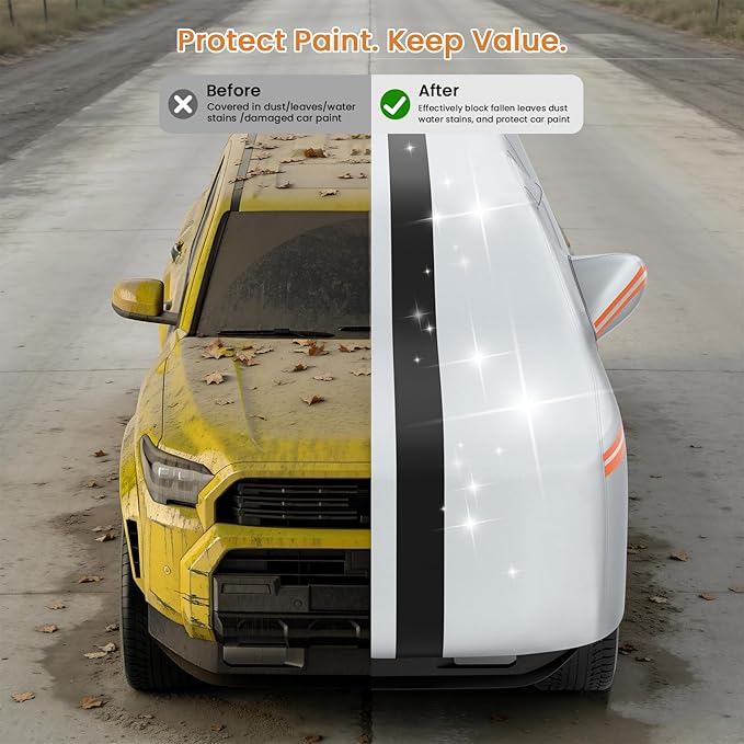 car Cover Custom Fit VW Atlas Cross Sport 2020-2026, Outdoor 100% Waterproof with Breathable Vents All Weather Accessories, 10 Layers Heavy Duty Full Exterior Car Covers with Door Zipper