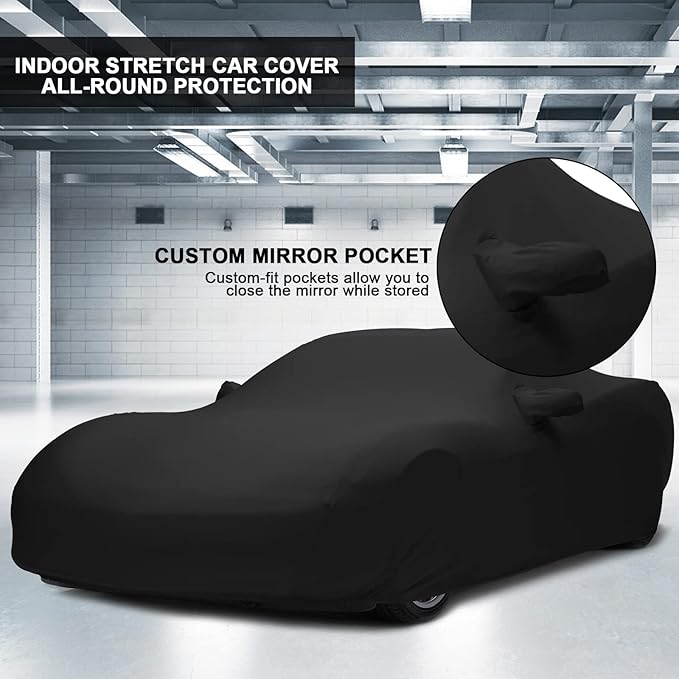 Car Cover Indoor Compatible with Corvette C6 2005-2013, Stretch Satin Dust-Proof Protection Ultimate Custom Full Car Cover for Underground Garage, Car Show