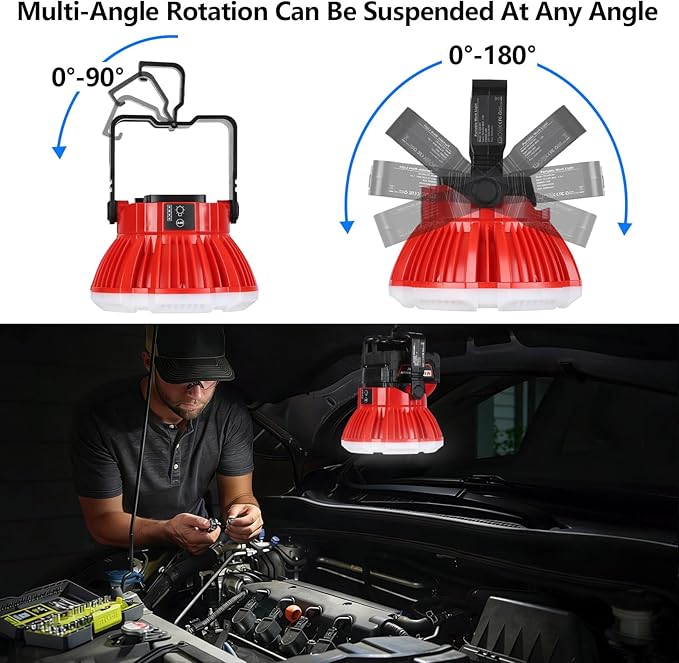 Work Light Cordless Floodlight for Milwaukee M18 18V Battery, 24W Flashlight 2400LM Portable Work Lights with SOS Flash, Tool Lights Workshop Home Repair Garage Camping (NO Battery Included)