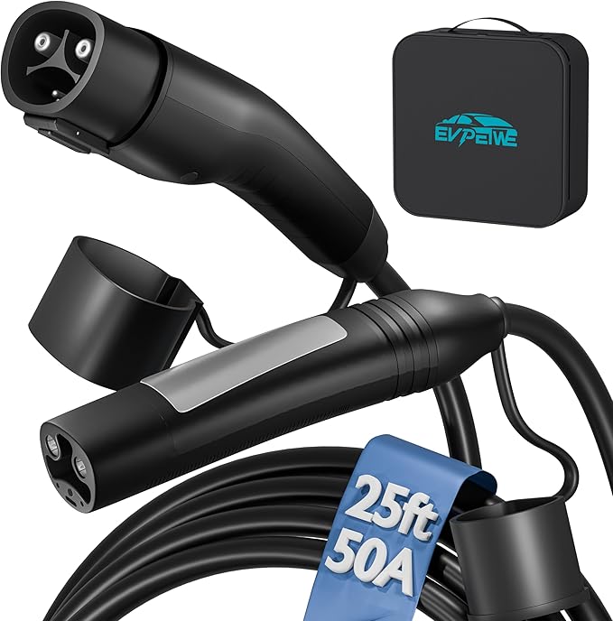 25ft Extension Cord for Tesla Charger 11kW 48A 240V Extension Cable for NACS Charger Compatible with Model 3/Y/X/S/Cybertruck, Extension Cord with NACS Plug for Level 1 & 2 Tesla Wall Connector