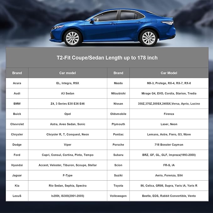 2026 Upgrade Car Cover for Coupe Sports Sedan Waterproof All Weather, Universal Fit Audi TT, BMW Z4, Porsche 718 Boxster Cayman, Nissan Versa/240SX, Subaru BRZ, Mazda RX-8, Toyota Supra etc.