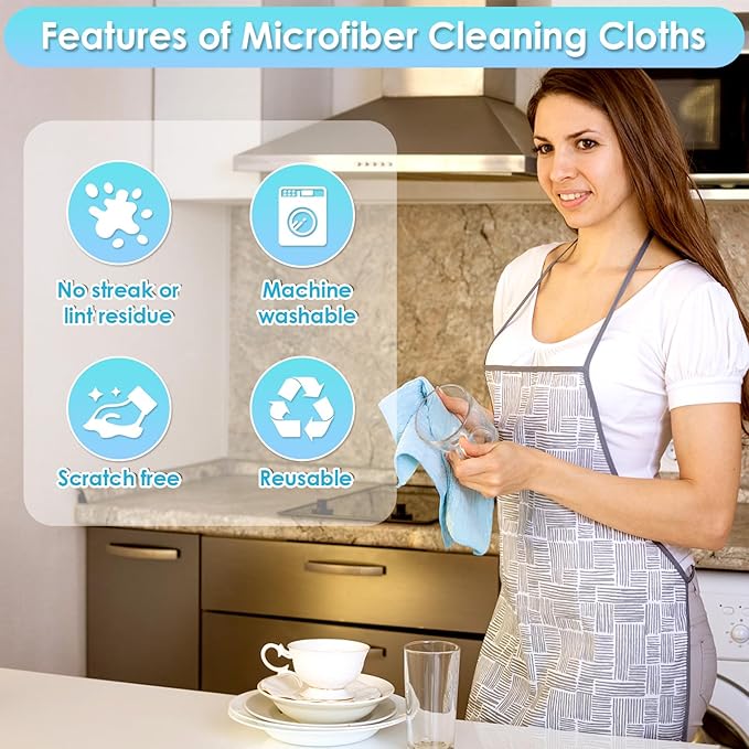 65 Pack Microfiber on a Roll Tear Away Towel, 10" x 10" Reusable Washable Microfiber Cloths Paper Towels Roll Absorbent Rag for Car Kitchen Cleaning