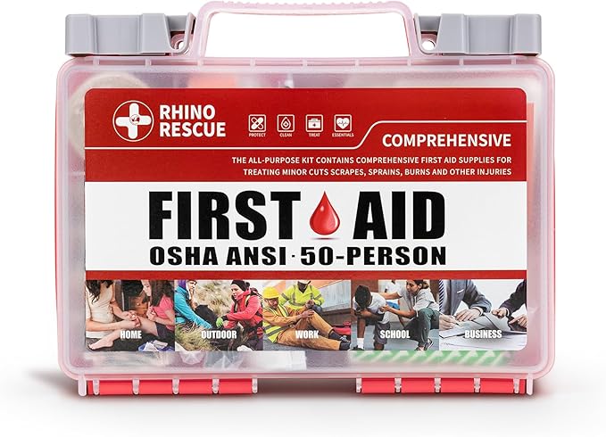 RHINO RESCUE 266 Pieces All-Purpose First Aid Kit, Home & Office Emergency Medical Supplies, Ideal for School, Car, Outdoor, Travel & Camping