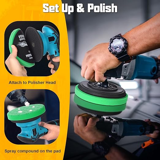 6 Pcs Buffing Polishing Pads, 5.5 Inch Buffing Pads for 5 Inch 125mm Backing Plate Compound Buffing Sponge Pads Cutting Polishing Pad Kit for Car Buffer Polisher Compounding, Polishing & Waxing