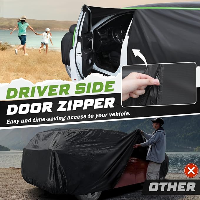 Mixsuper Liner Car Cover for Kia Sorento 2003-2026, 7 Layers Full Car Cover All Weather Car Covers for Sorento, Waterproof Outdoor Cover with Zipper Door Reflective Strips