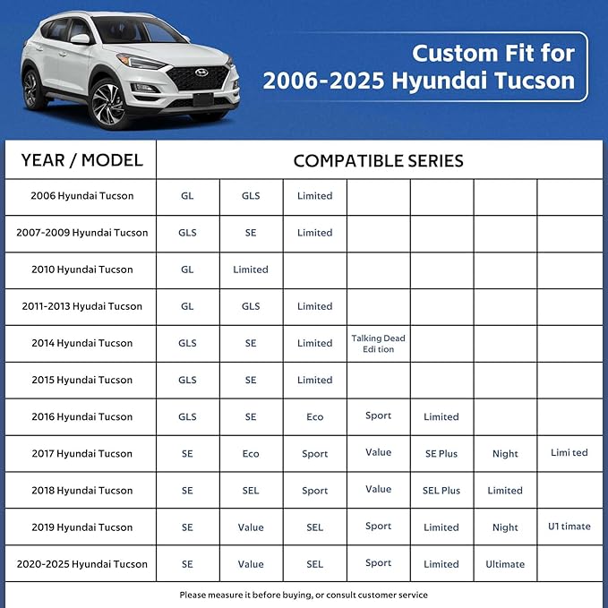 10 Layers SUV Car Cover Custom Fit for Hyundai Tucson (2004-2024) Waterproof All Weather for Automobiles, Outdoor Full Cover Rain Sun UV Protection.Silver