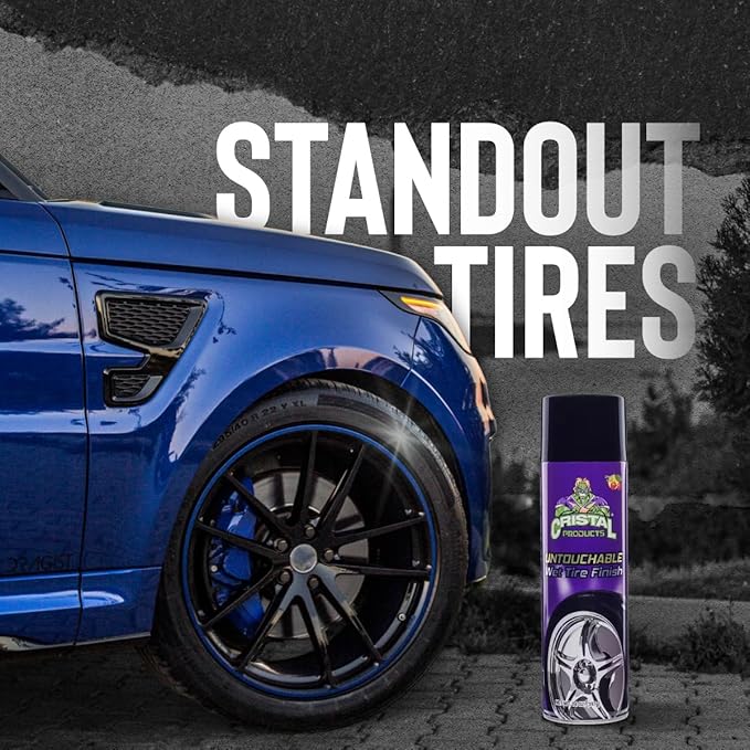 Cristal Products Untouchable Tire Shine Spray – Long-Lasting Wet Tire Finish for Deep Gloss & Protection – Waterproof Tire Shine, Easy Application, Premium Tire Cleaner Shine