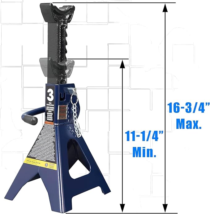 TCE Jack Stands 3 Ton with Double Locking, 11.2-16.7 inch Adjustable Height for Lifting UTV/ATV, Cars, 6000 lb Capacity, 1 Pair