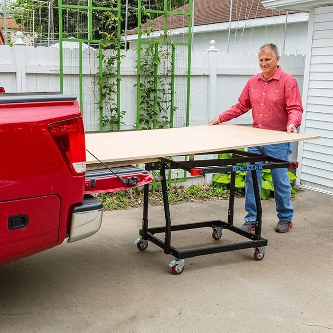 Rockler Material Mate Panel Cart and Shop Stand – Mobile Base Stand Contains Smooth Rolling 4” Casters – Mobile Workbench for Tools - Rigid Steel Frame Construction – Woodworking Tools and Accessories